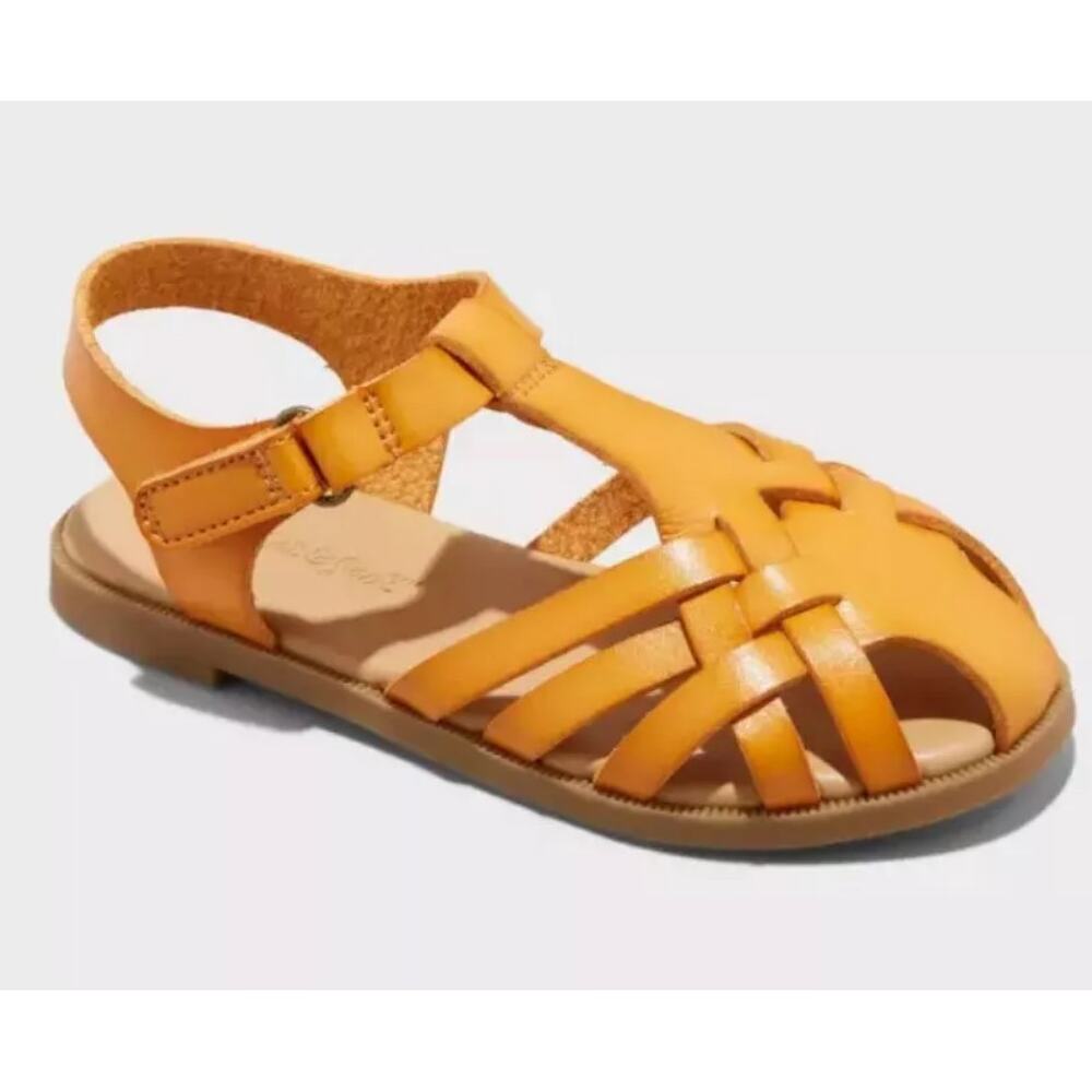 Cat & Jack Girls Yellow Ella Strappy Sandals Size 11